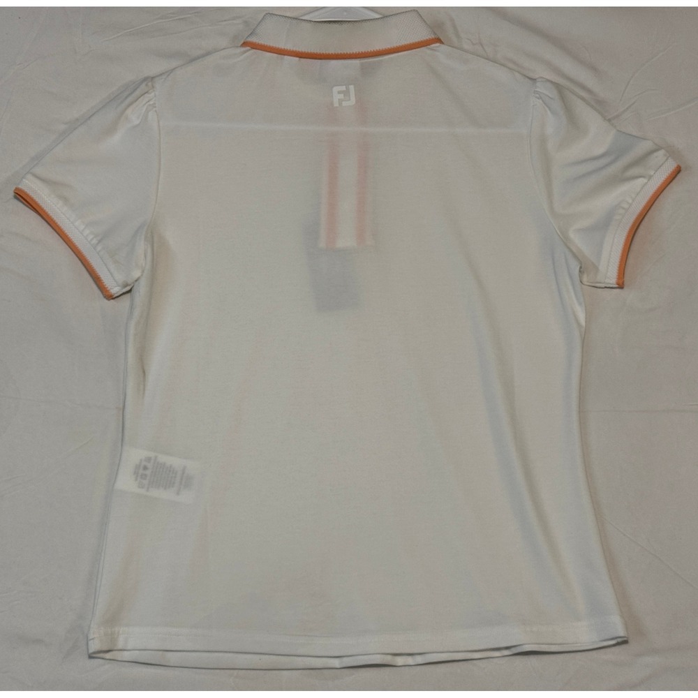 FootJoy Womens ProDry Cap Sleeve Golf Polo White Orange Trim 38903 Small NWT - Picture 3 of 8